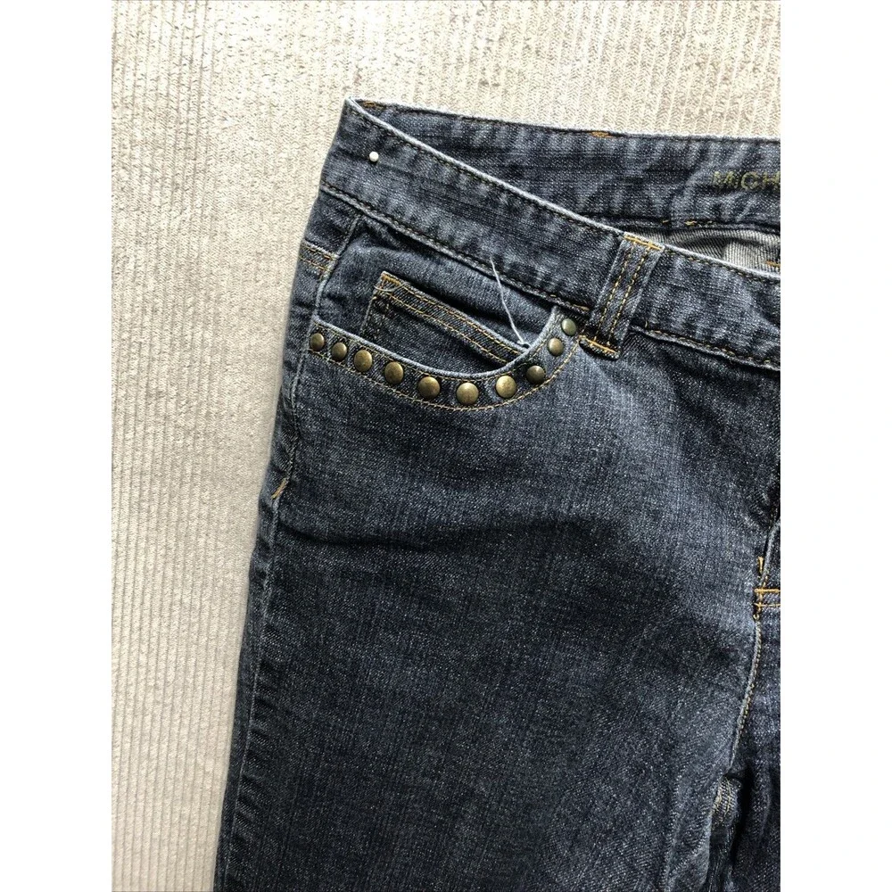 Michael Kors Women Jeans Size 8 Bootcut Dark Wash Studded Glam Western Denim